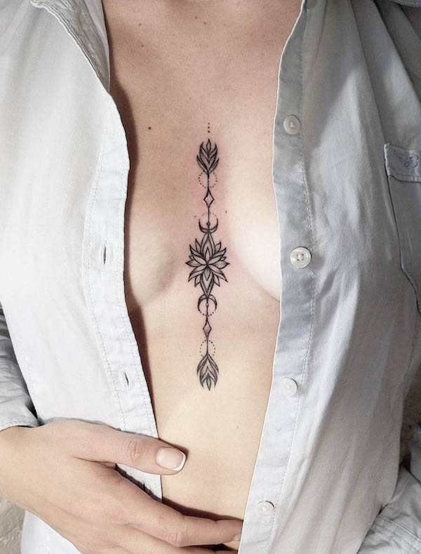 In Between Breast Tattoo