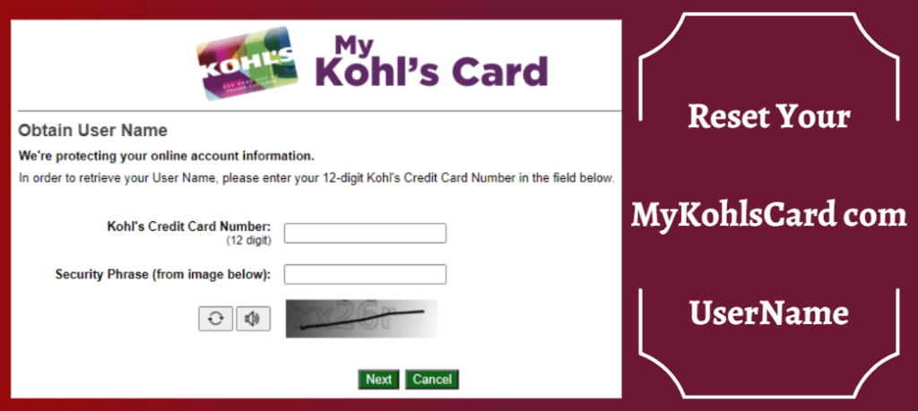 Recovering Forgotten User ID for My Kohl's Card