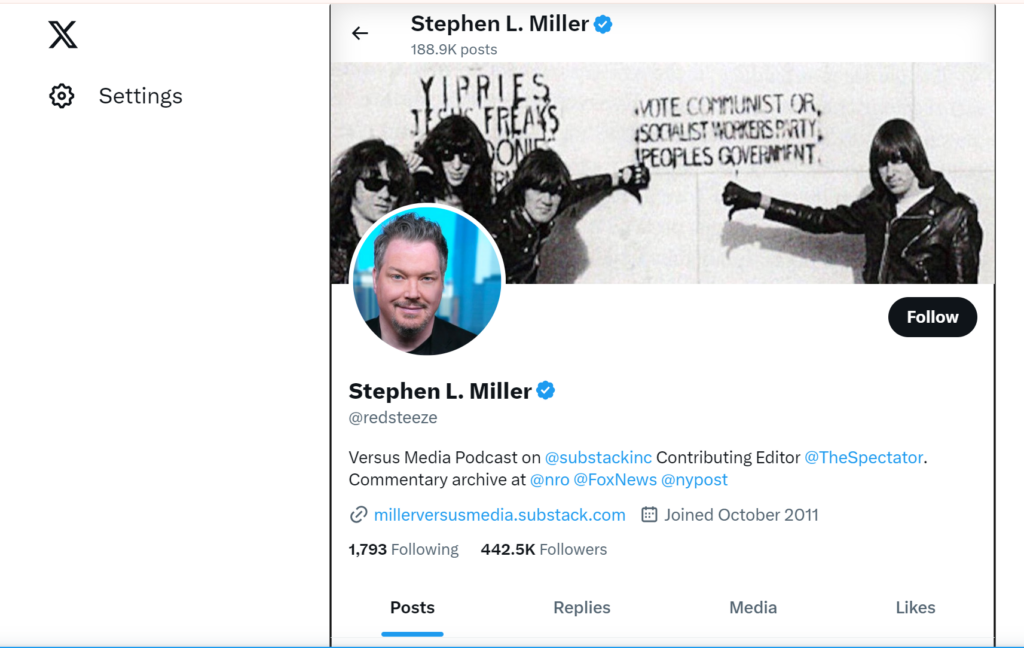 Stephen Miller Twitter Profile